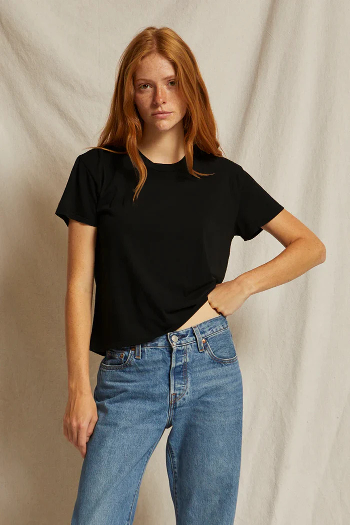Perfect White Tee Harley Cotton Boxy Crew Tee True Black | House of 29