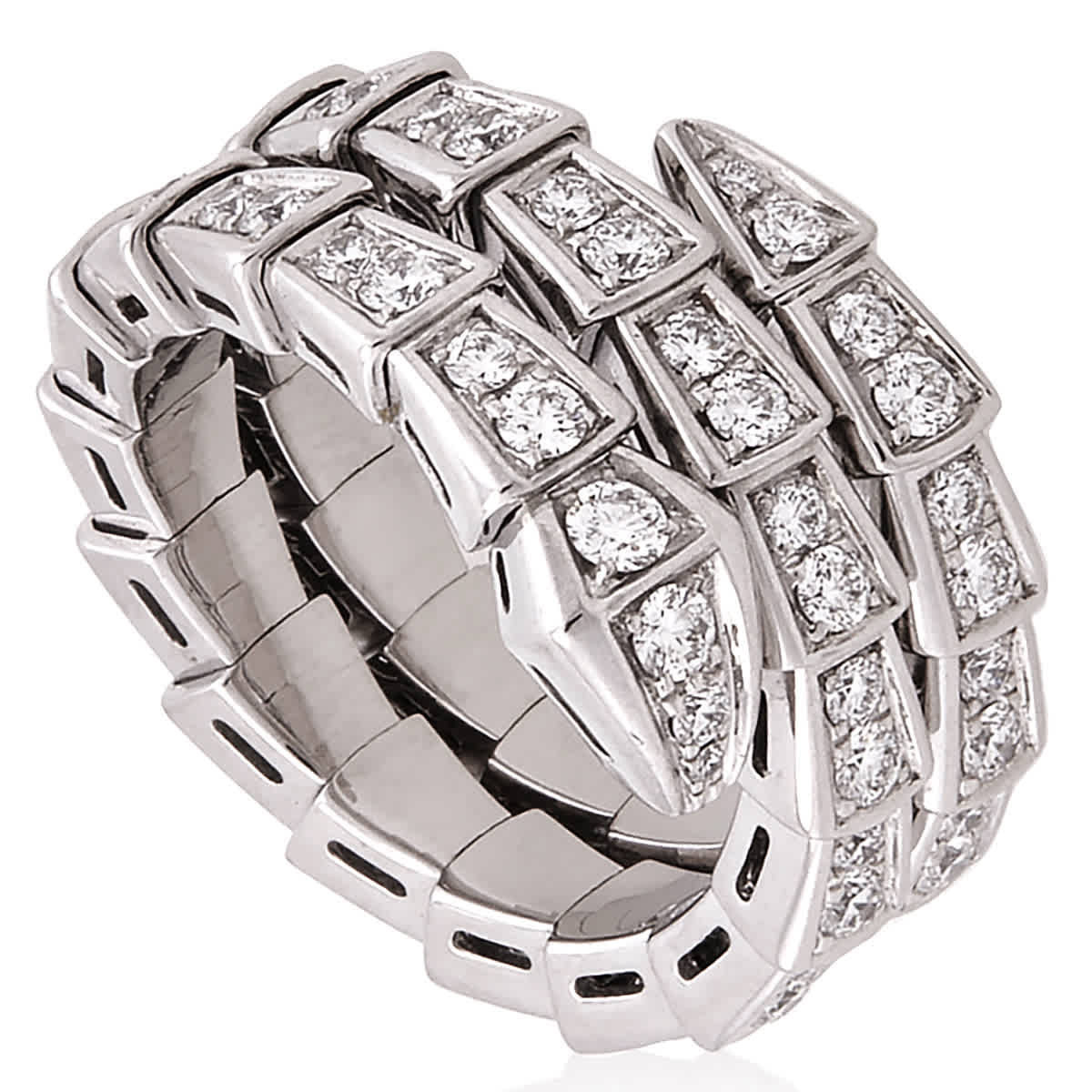 Bvlgari Serpenti Viper Two-Coil Ring In 18 Kt White Gold, Size S | Jomashop.com & JomaDeals.com