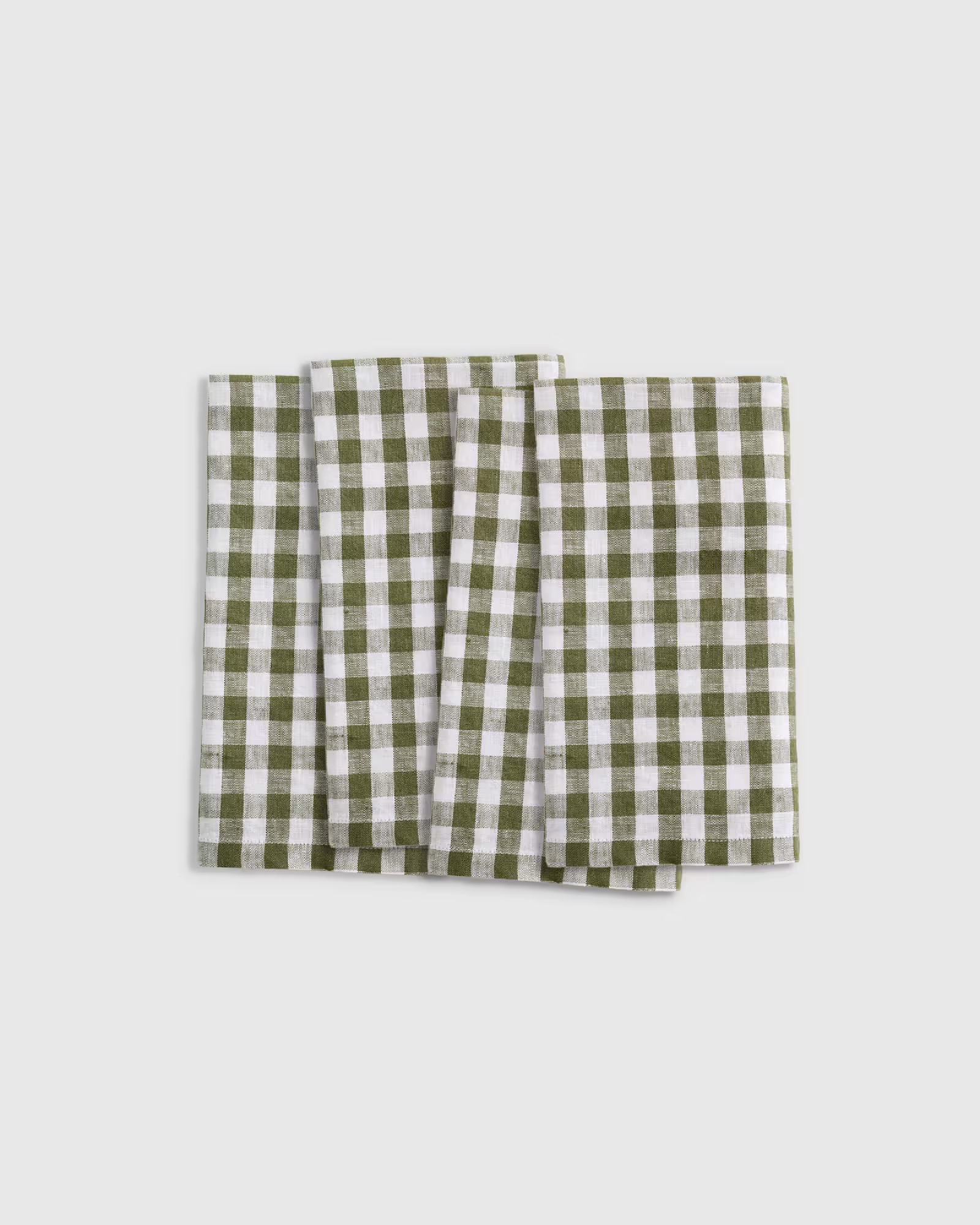 Olive European Linen Gingham Napkins (Set of 4) | Quince