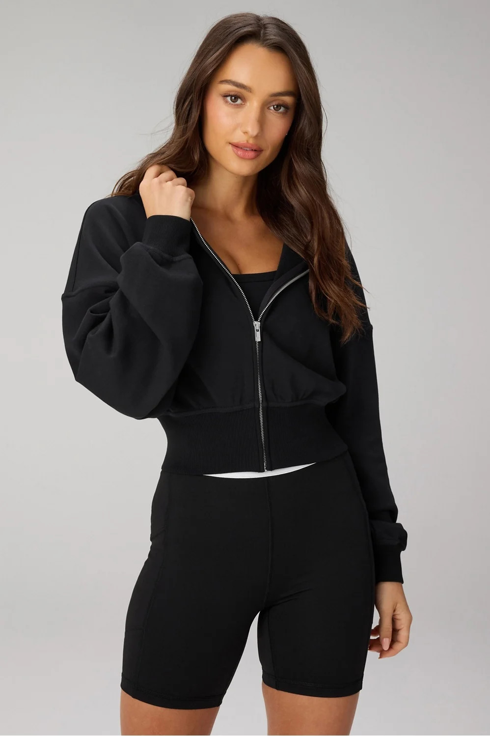 Year Round Terry Cropped Full-Zip Hoodie | Fabletics