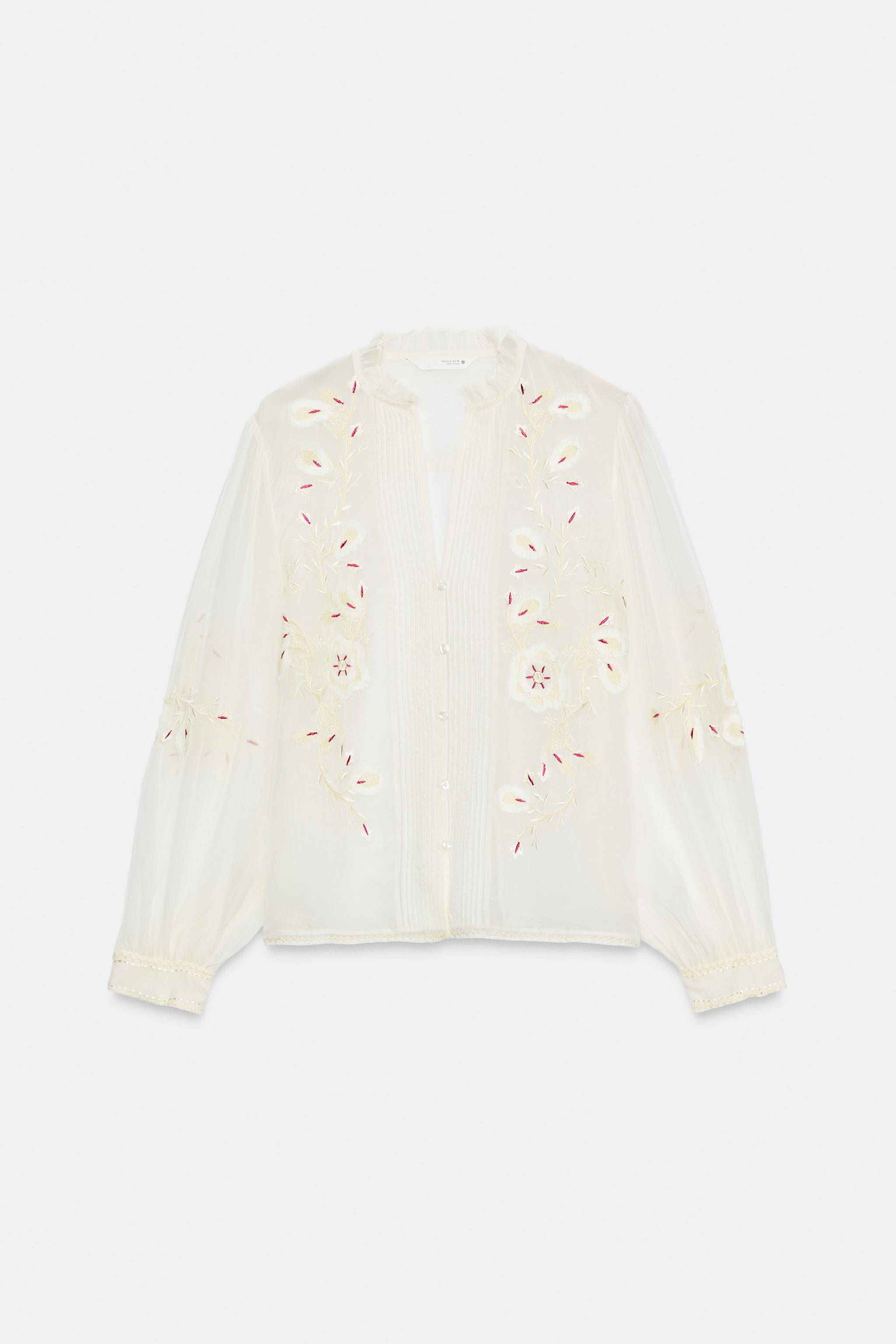 ZW COLLECTION EMBROIDERED ORGANZA SHIRT | Zara Canada