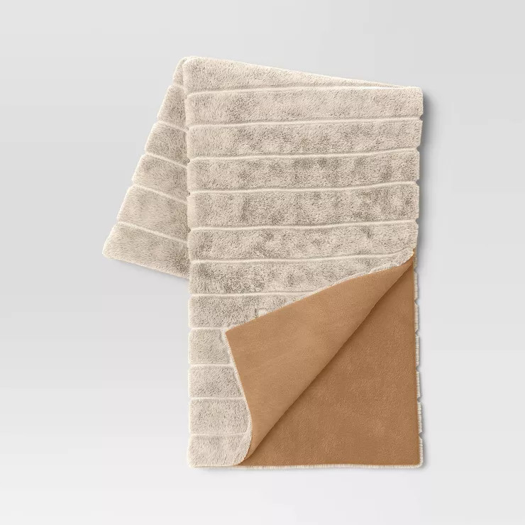 Channeled Marled Faux Fur Throw Blanket - Threshold™ | Target
