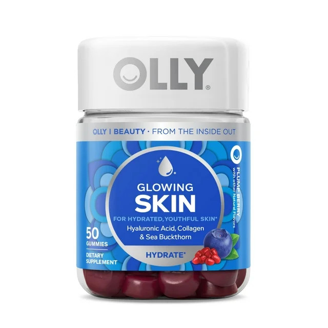 OLLY Glowing Skin Vitamin Gummy with Hyaluronic Acid, Supplement, Plump Berry, 50 Ct | Walmart (US)
