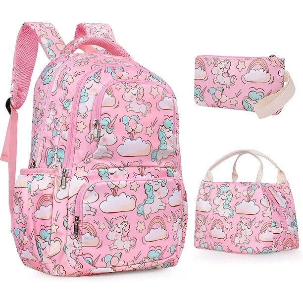 SKL School Unicorn Backpack for Girls, 3 in 1 Student Lightweight Travel Daypack with Lunch Box a... | Walmart (US)