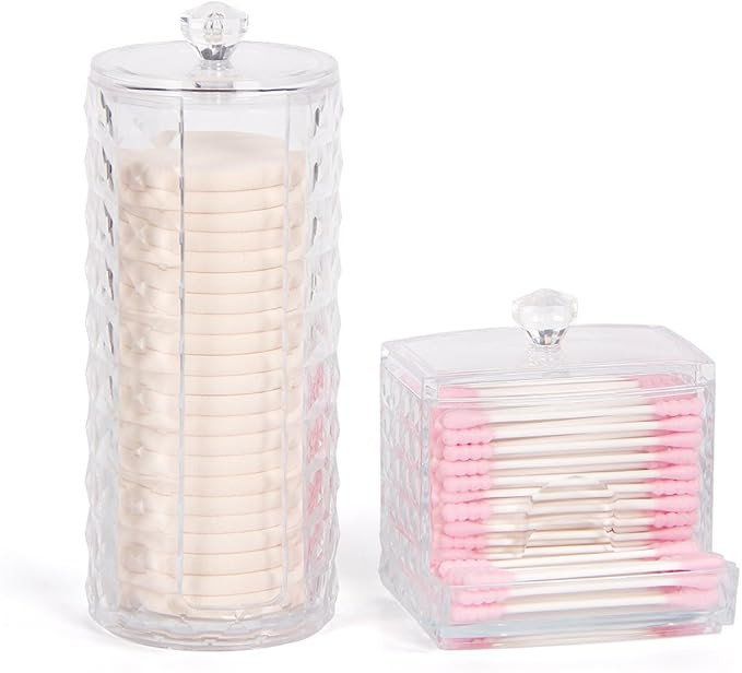 Cotton Pad Holder & Swab Storage Dispenser for Cotton Swabs, Make Up Pads, Great Container to Cot... | Amazon (US)