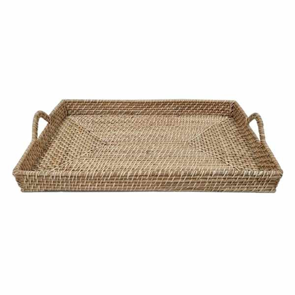Brown Rattan Tray, 26x16 | At Home