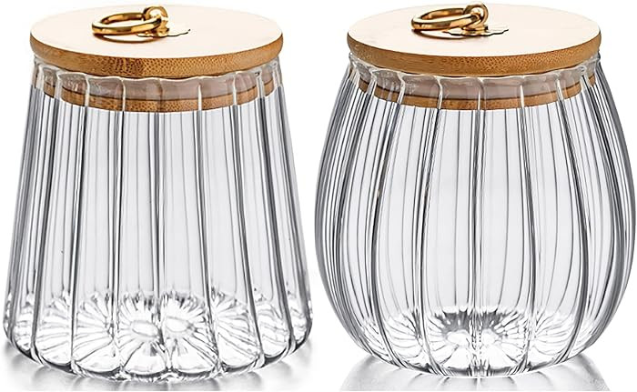 FANTESTICRYAN Small Glass Coffee Nuts Canister Airtight Storage Jar Petal Decorative Container wi... | Amazon (US)