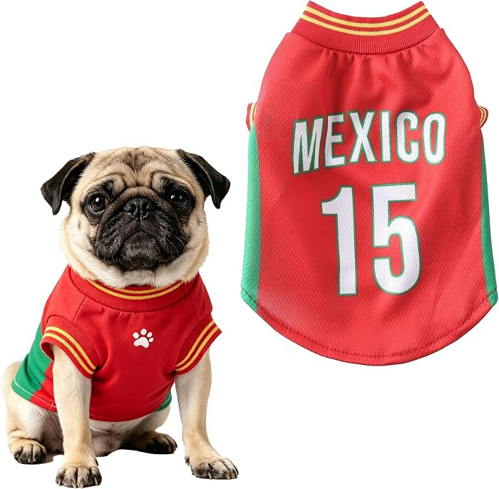 Dog Soccer Jersey Mexico Style Breathable Mesh Sleeveless Puppy Sports Costume Football Sportswea... | Amazon (US)
