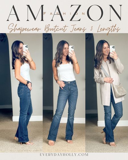 💥Sale Alert‼️
 Save 25% on cardigan coatigan - no code needed
Save 28% on bodysuit - no code needed
10% off bag
10% of 4 pack stretchy belts 
Amazon find! Shapewear bootcut jeans in waterless blue laguna 2 Short They come in 3 length options - short , reg and long in sizes 0-16! Mid-rise. And, they are so cute, extremely comfy, flattering & on trend! 💯 petite coatigan cardigan s in apricot, stretchy belts, two strap clear heels

For reference: I’m 5’1”, 108lbs
Mid-rise, bootcut jeans 2 short in Blue Laguna-waterless
Bodysuit small in splash white 
Coatigan cardigan XS apricot
Two strap heels TTS in clear 
Crossbody wide strap bag grey

Spring transition | denim trends | bootcut leg jeans | petite friendly jeans | Mom style | spring outfits | denim fashion trends | casual spring style | Everyday style | Capsule wardrobe | workwear jeans | comfy style | easy outfits | teacher outfit | workwear jeans | 

#LTKstyletip #LTKfindsunder50 #LTKsalealert
