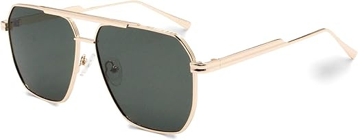 Xpectrum Retro Oversized Aviator Trendy Sunglasses Mens Womens Square Metal Gold Sun Glasses Pola... | Amazon (US)