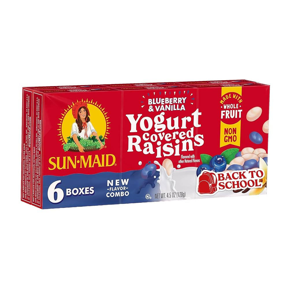 Sun-Maid Blueberry & Vanilla Yogurt Coated Raisins - (6 Pack) 0.75 oz Snack-Size Box - Yogurt Cov... | Amazon (US)