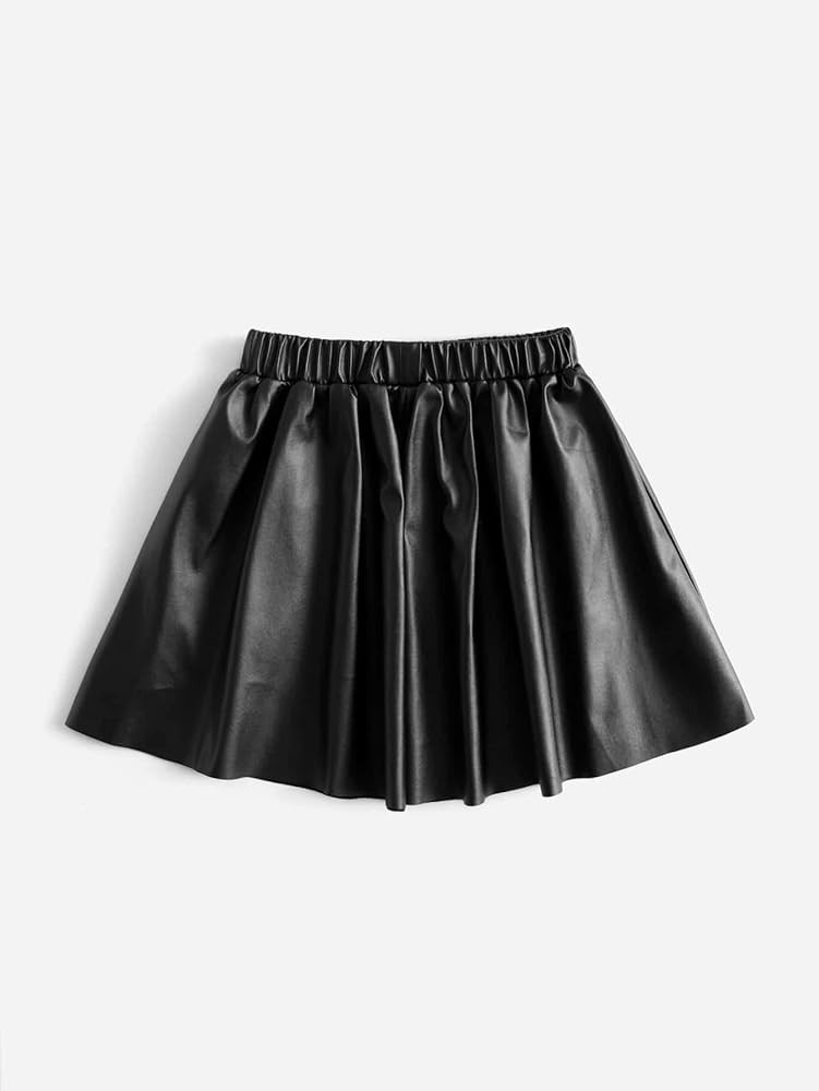 WDIRARA Toddler Girl's Bow Front Elastic Waist PU Leather Flared Skater Skirt | Amazon (US)