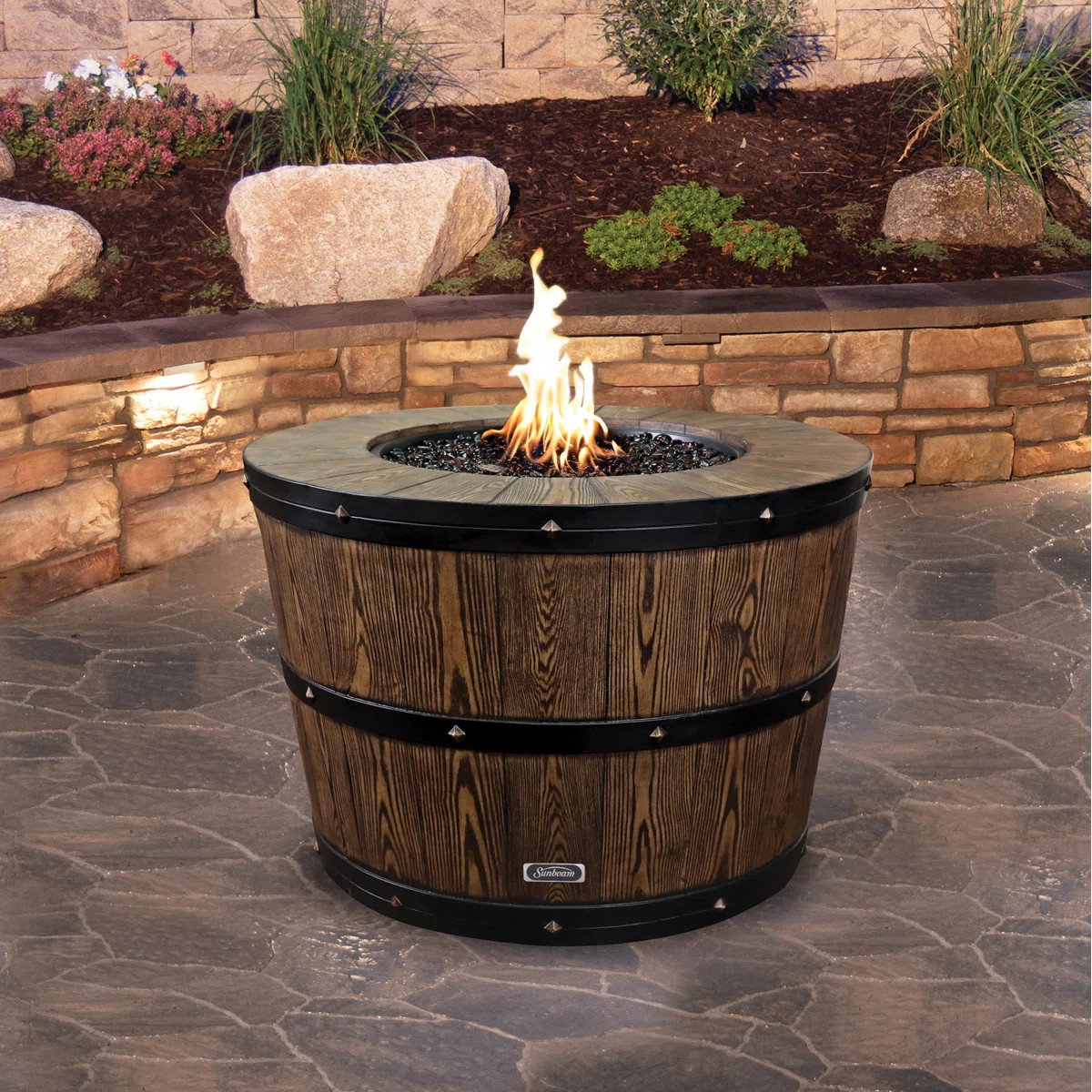 Sunbeam Wine Barrel Concrete Propane/Natural Gas Fire Pit | Wayfair North America
