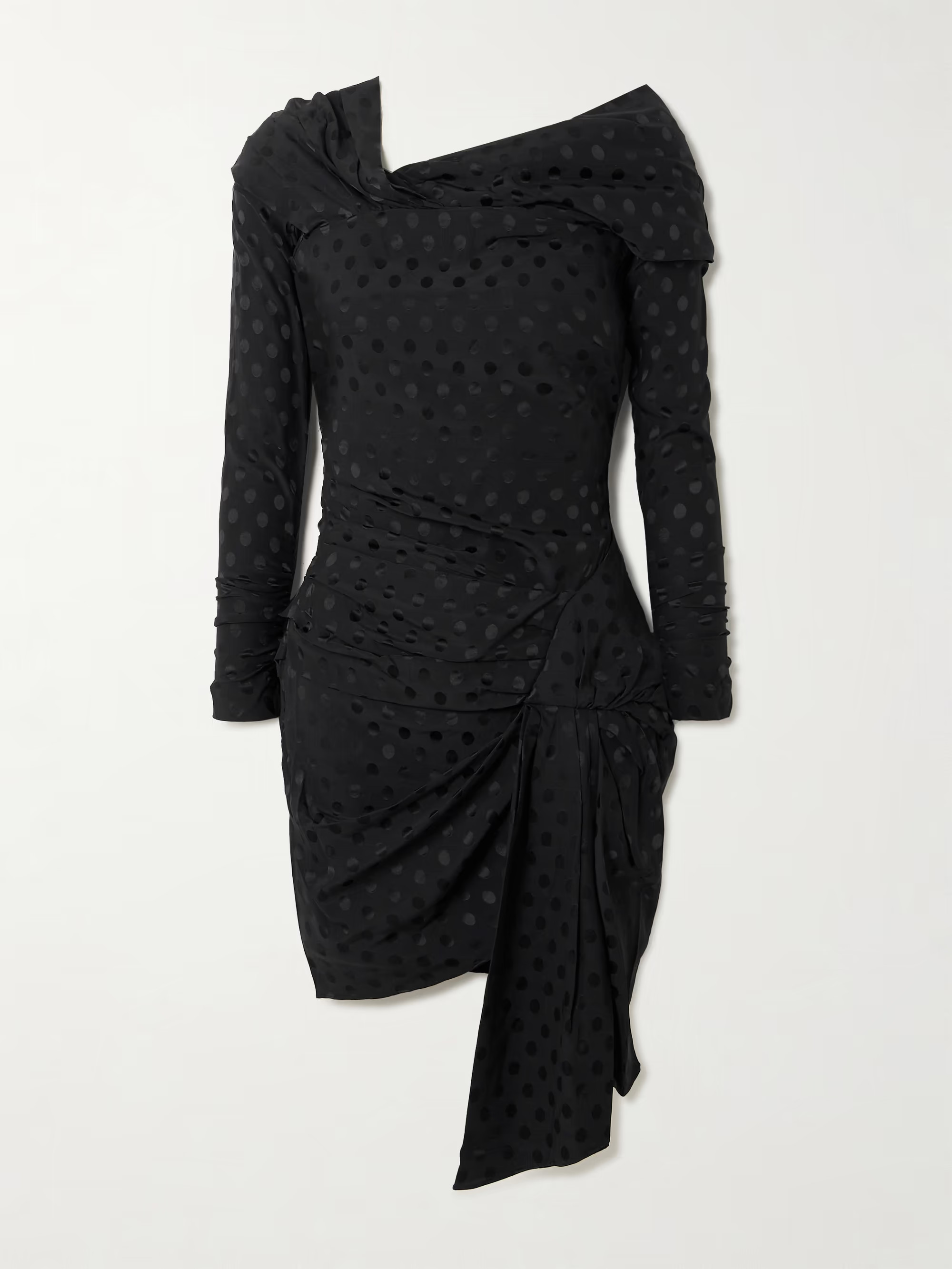Elara asymmetric draped polka-dot stretch-silk dress | NET-A-PORTER (UK & EU)