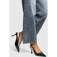 Womens Patent Slingback Pointed Court Shoes - Black - 5 | boohoo (US & Canada)