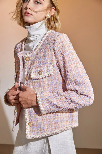 Teo Pink Pocket Textured Jacket | J.ING