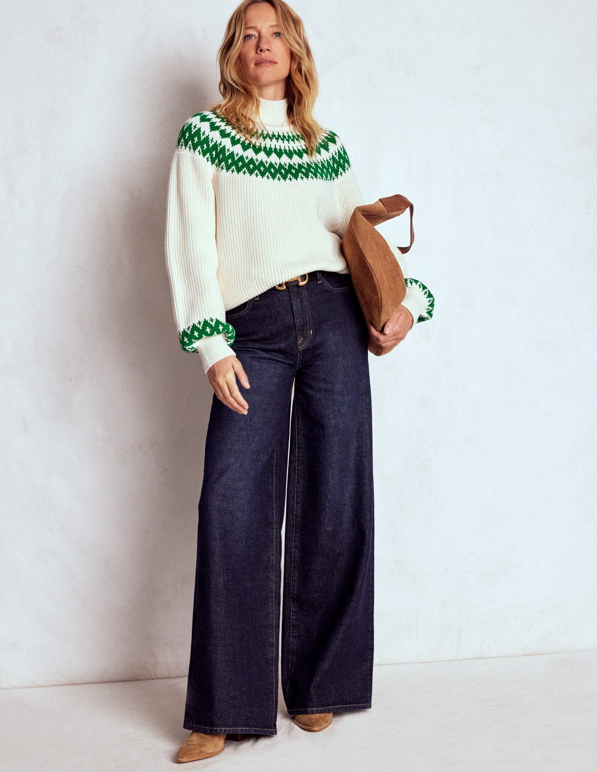 Bianca Cotton Ribbed Sweater-Warm Ivory Fair Isle | Boden (US)