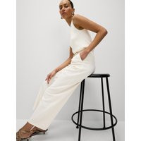 M&S Collection female Barrel Leg Trousers - 14REG - Ecru, Ecru | Marks & Spencer (UK)