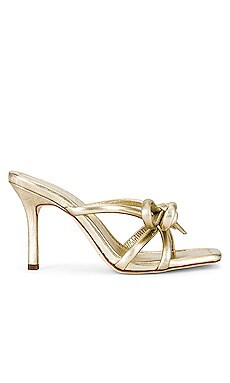 Loeffler Randall Margi Bow Mule in Champagne Crinkle Metallic from Revolve.com | Revolve Clothing (Global)
