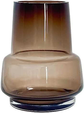 Amber Glass Vase Bud Flower Vase with Modern Design, Brown Wide Mouth Decorative Vase Gift for Ho... | Amazon (US)