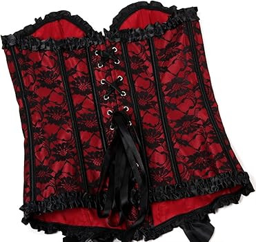Womens Floral Black Lace Trim Corset Overbust Waist Cincher Bustier Top | Amazon (US)