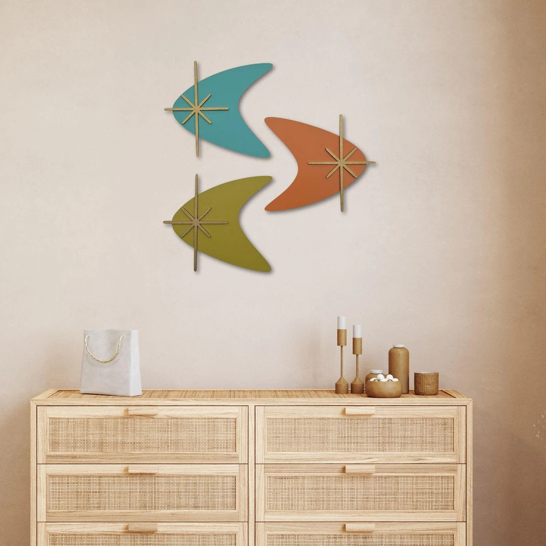 Mid Century Modern Boomerang Wall Art Set of 3 Retro Mid century decor MCM Decor Office and Home ... | Etsy (US)