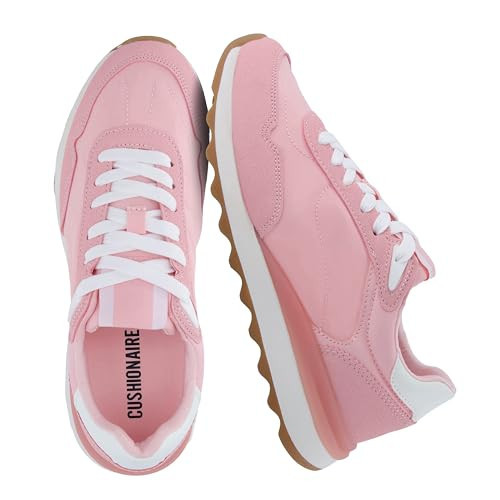 CUSHIONAIRE Kicks Fashion Sneakers for Women, Lightweight Non-Slip Lace Up Spring Shoes with Memory Foam Insole, Pink 8 | Amazon (US)