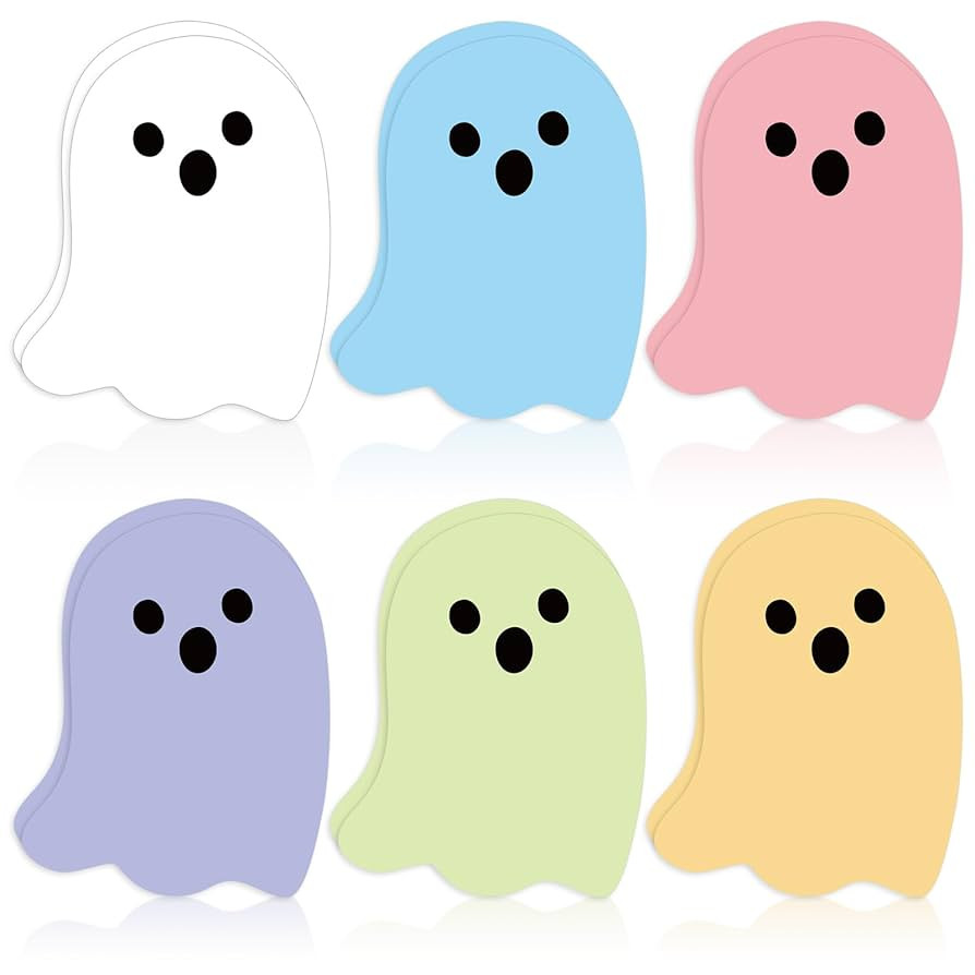 24 Pack Halloween Sticky Notes 6 Pastel Colors Boo Ghost Shaped Sticky Memo Pads for Home Office ... | Amazon (US)