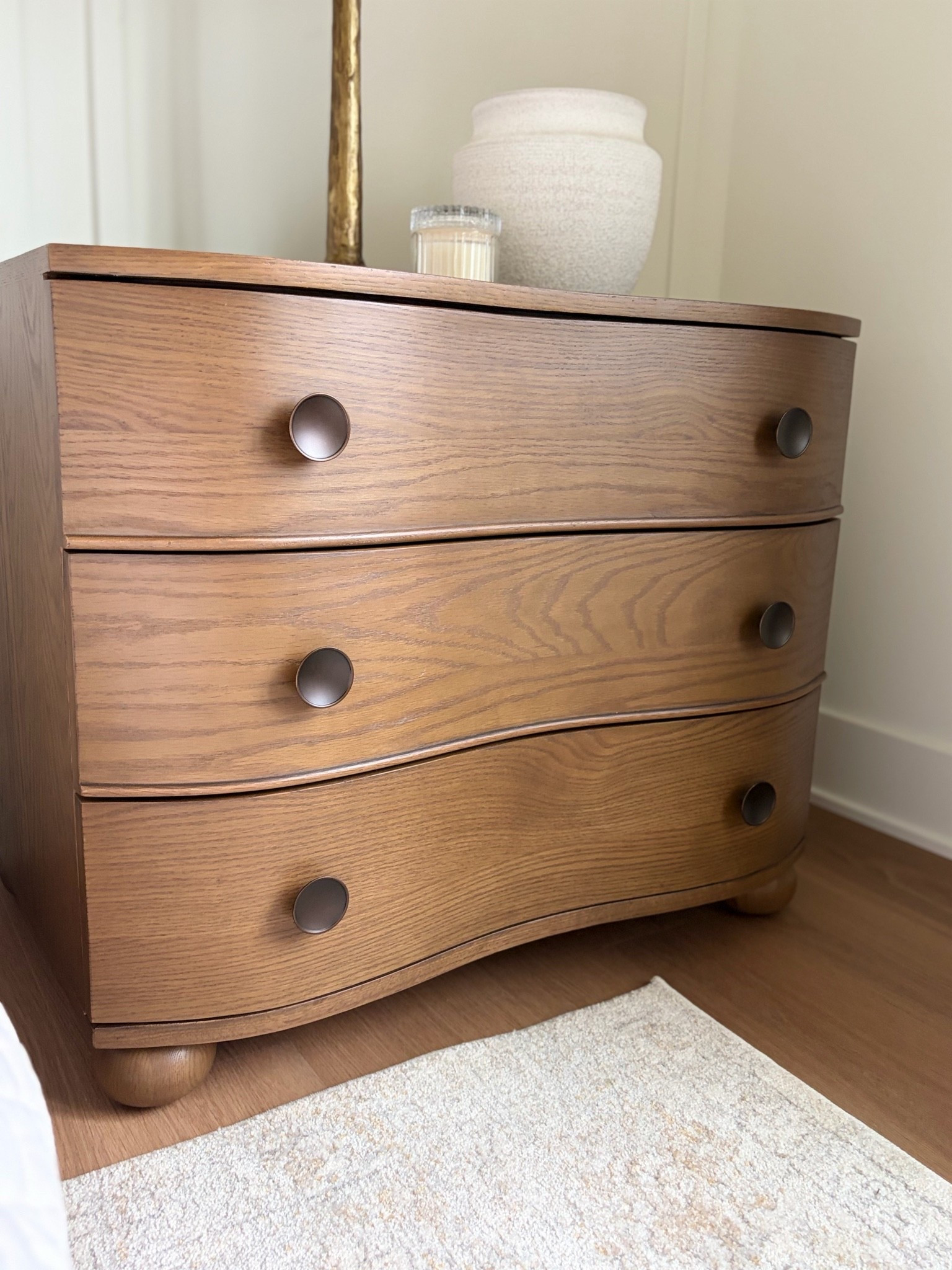 The prettiest nightstands - the most perfect medium brown wood tones & most subtle curves.

#LTKHome