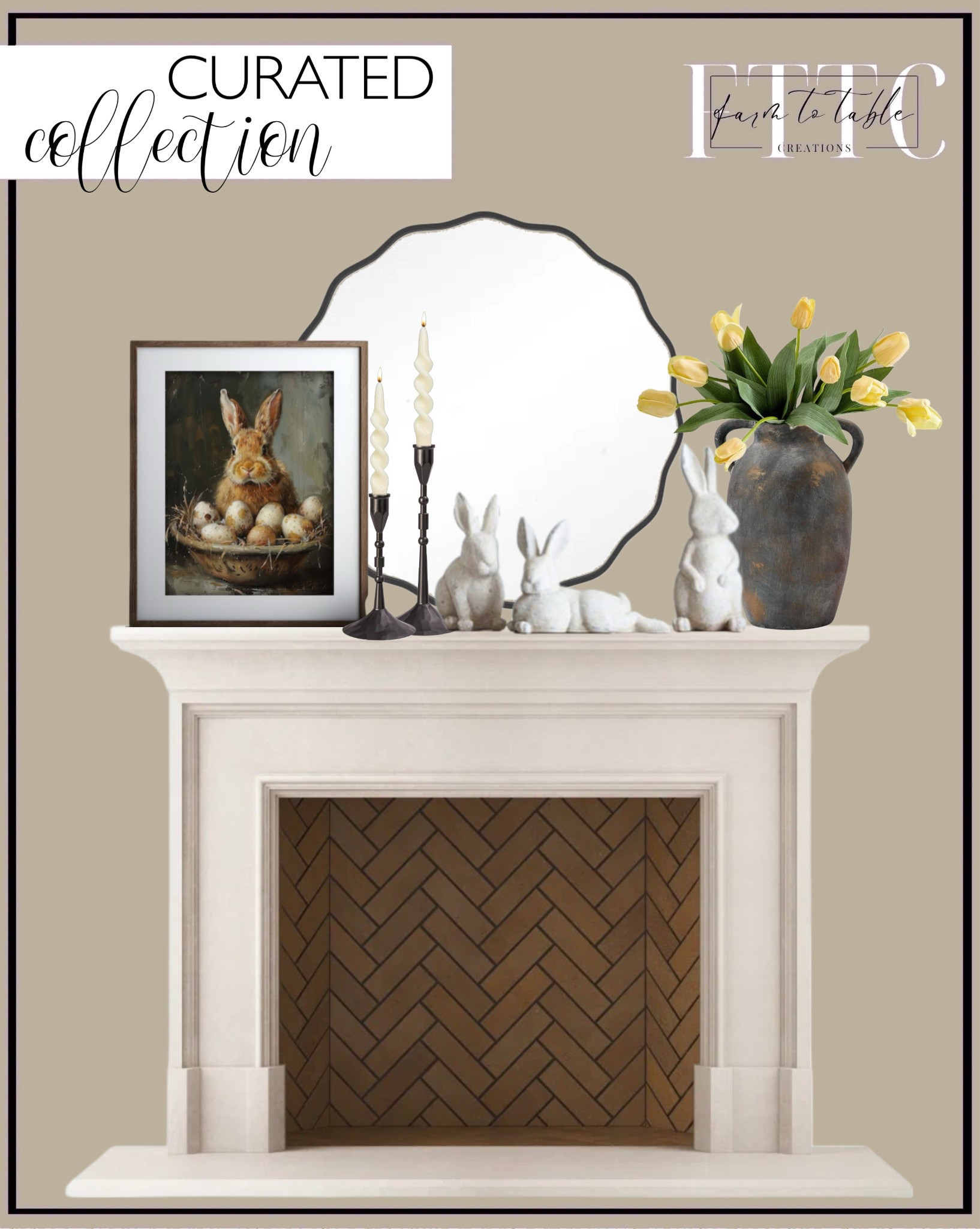 Curated Collection. Follow @farmtotablecreations on Instagram for more inspiration.

Round Wavy Mirror. Spring Bunny Rabbit with Egg Basket Printable. Terracotta Bunny Statues. Faux tulip bundle. Candleholders. Spiral candles. 

Spring Decor | Entryway Decor | Bedroom Furniture | nightstands | Home Decor| Fireplace Decor | Spring Refresh |  Bedroom Finds | Neutral Stems | Spring Stems | Bookshelf Decor | Bedroom Space | Cozy Corner | Bathroom | Curated Entryway | Spring  Decor | End of Year Clearance | Trending Decor | Viral Decor  | Coffee Table Decor | Neutral Decor | Stem Sale | Target Finds | Skinny Bench | Bedroom | Living Room | Breakfast Nook | Amazon Home | Target Sale | Loloi Rugs | Magnolia Home | console table | console table styling | faux stems | entryway space | front porch decor | neutral decor | entryway decor | cozy home | affordable decor |  home decor | home inspiration | console styling | entryway rug | cozy moody home | moody home decor | neutral home | bathroom decor | living room | spring decor | Hearth & Hand | Studio McGee | 2025 Home Trends | trending home | Crate&Barrel 



#LTKFindsUnder50 #LTKHome #LTKSaleAlert
