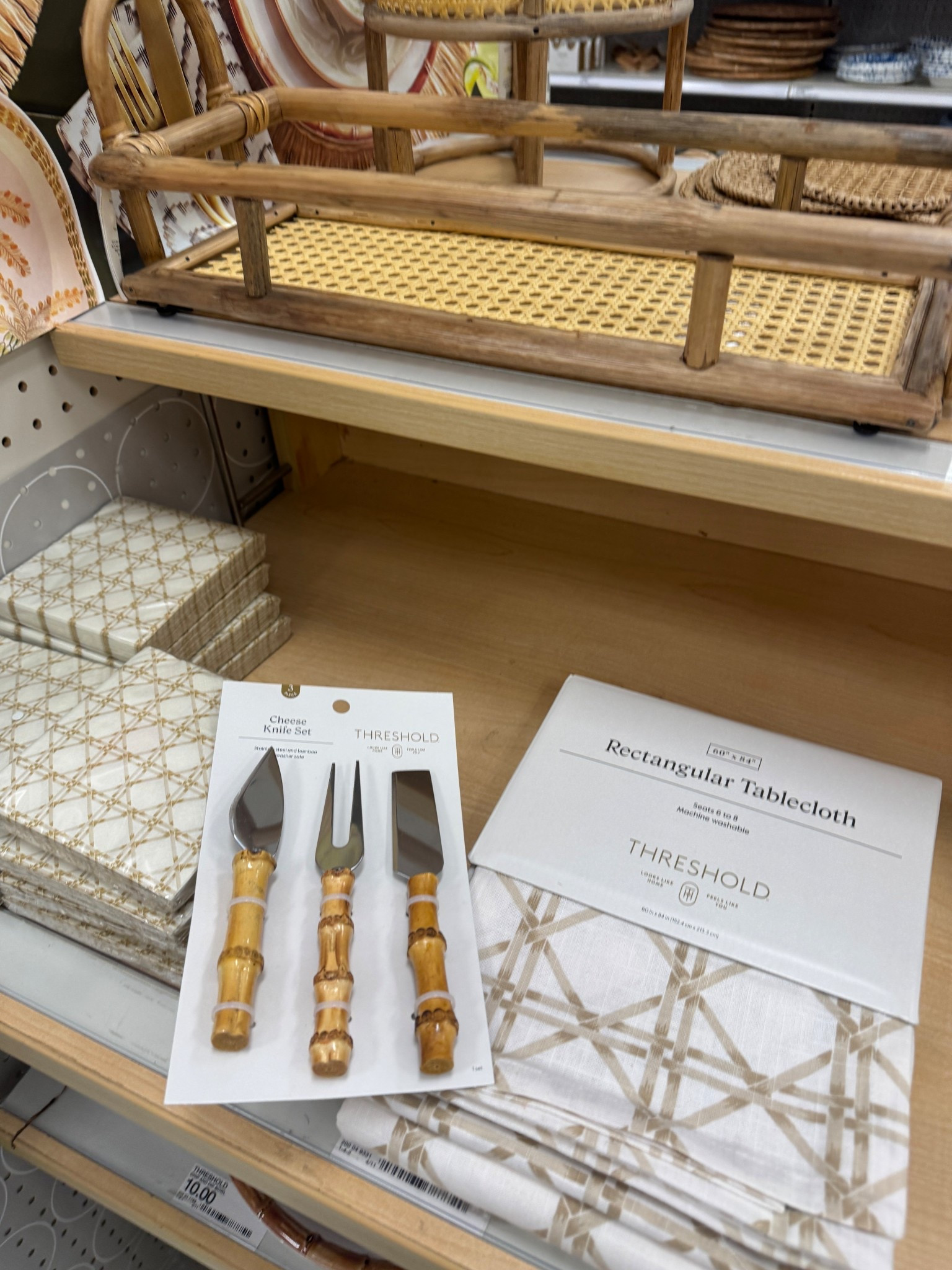 I just got this set in the salad tongs but they also have cheese knives!! The khaki lattice napkins and table cloth go great with it

#LTKHome #LTKSeasonal