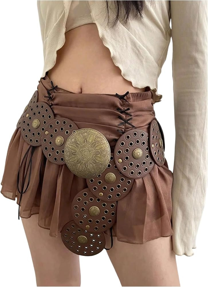 GORGLITTER Women's Boho Disc Belt Wide Western Belt Vintage Concho Waist Belt for Dress Jeans | Amazon (US)