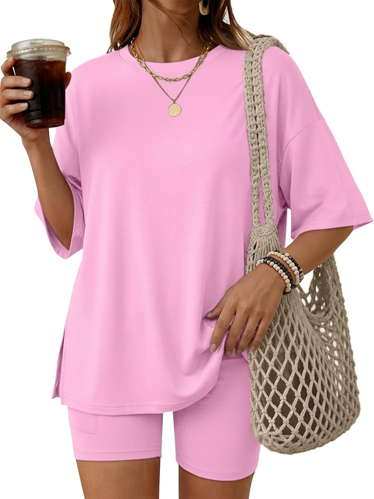 LILLUSORY Womens Lounge Sets Shorts 2 Piece Matching Pajamas Summer Outfits 2026 Casual Oversized... | Amazon (US)