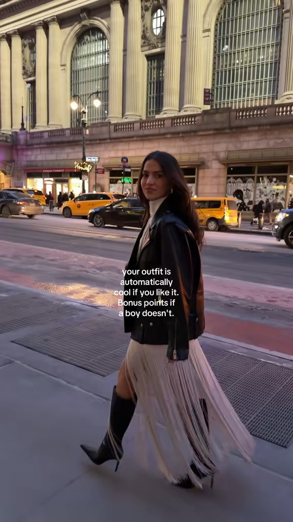 How you know your outfit is good 🤍

Black leather jacket , fringe skirt
And 

#LTKgrwm #LTKootd #LTKSeasonal