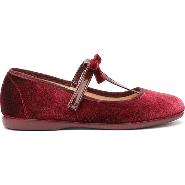 Childrenchic | Velvet T-Strap Party Shoes (Burgundy, Size 21) | Maisonette | Maisonette