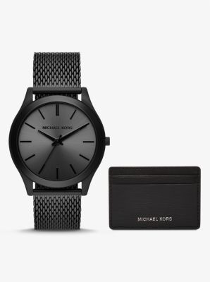 Oversized Slim Runway Black-Tone Watch and Card Case Gift Set | Michael Kors US