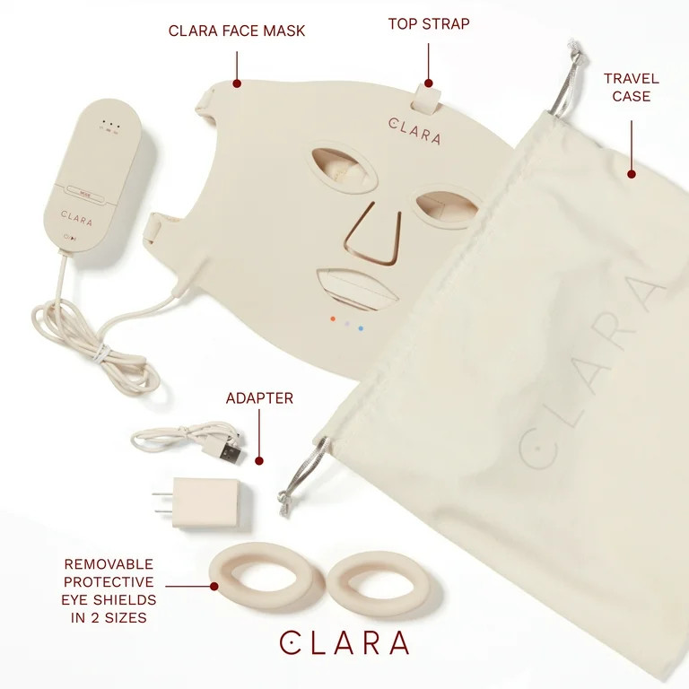 Clara Red Light Therapy LED Face Mask, Silicone, Adjustable, Collagen Boosting Anti-Aging for Rad... | Walmart (US)
