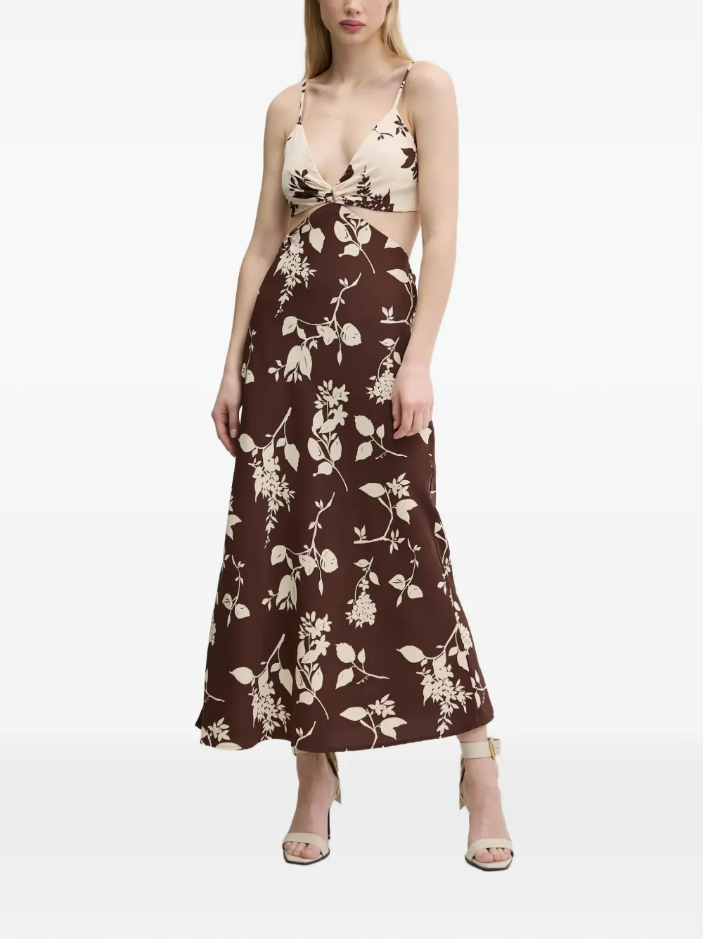 Abercrombie & Fitch cut-out floral-pattern midi dress - Brown | Farfetch Global