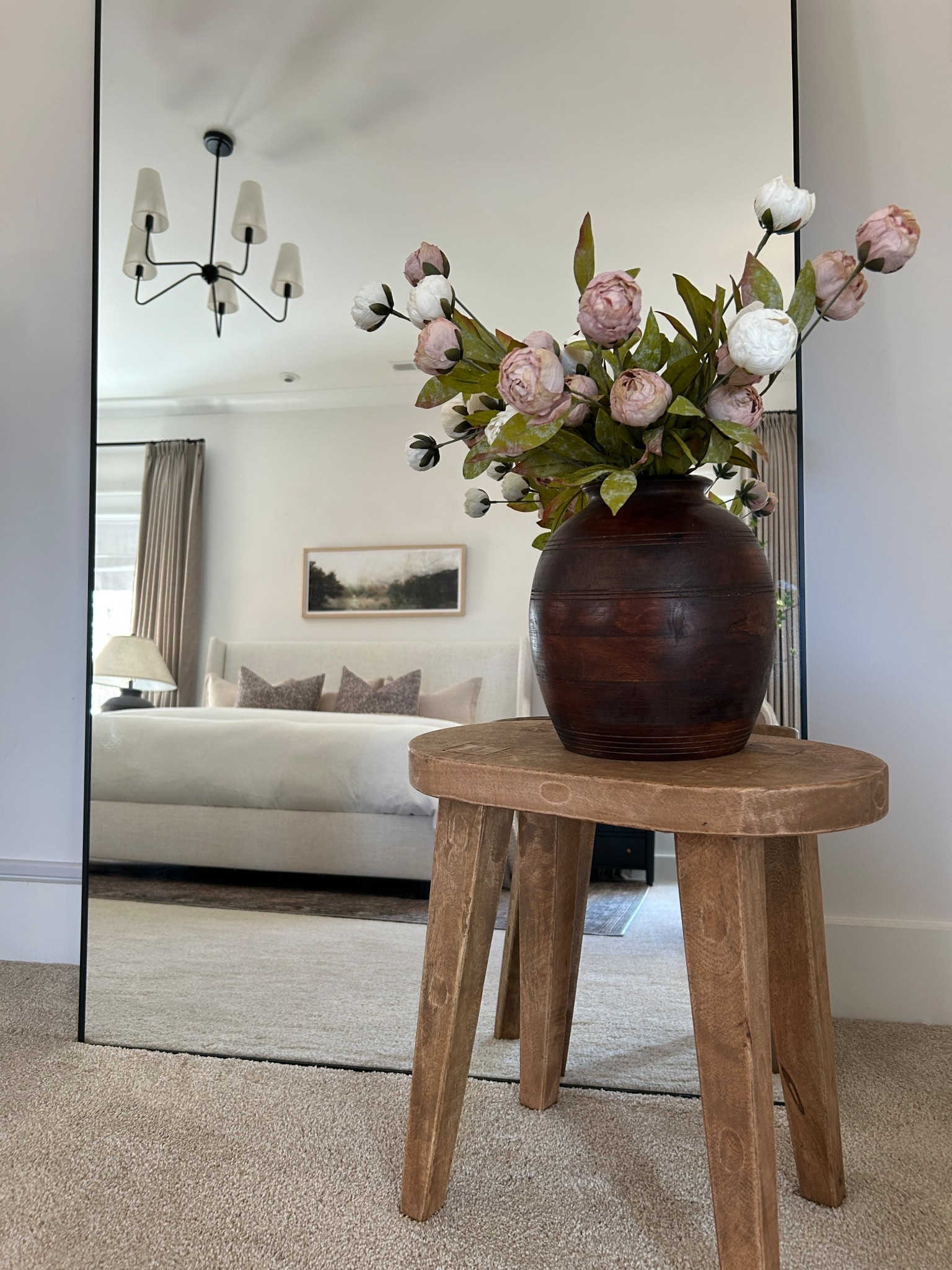 I just added this full length mirror to our primary bedroom (same mirror that’s in our dining room behind the console table) and layered my favorite Target stool in front with a vase from one of my favorite designers! 🤍 love these viral peonies but they
are so difficult to catch in stock!

#LTKSeasonal #LTKSaleAlert #LTKHome