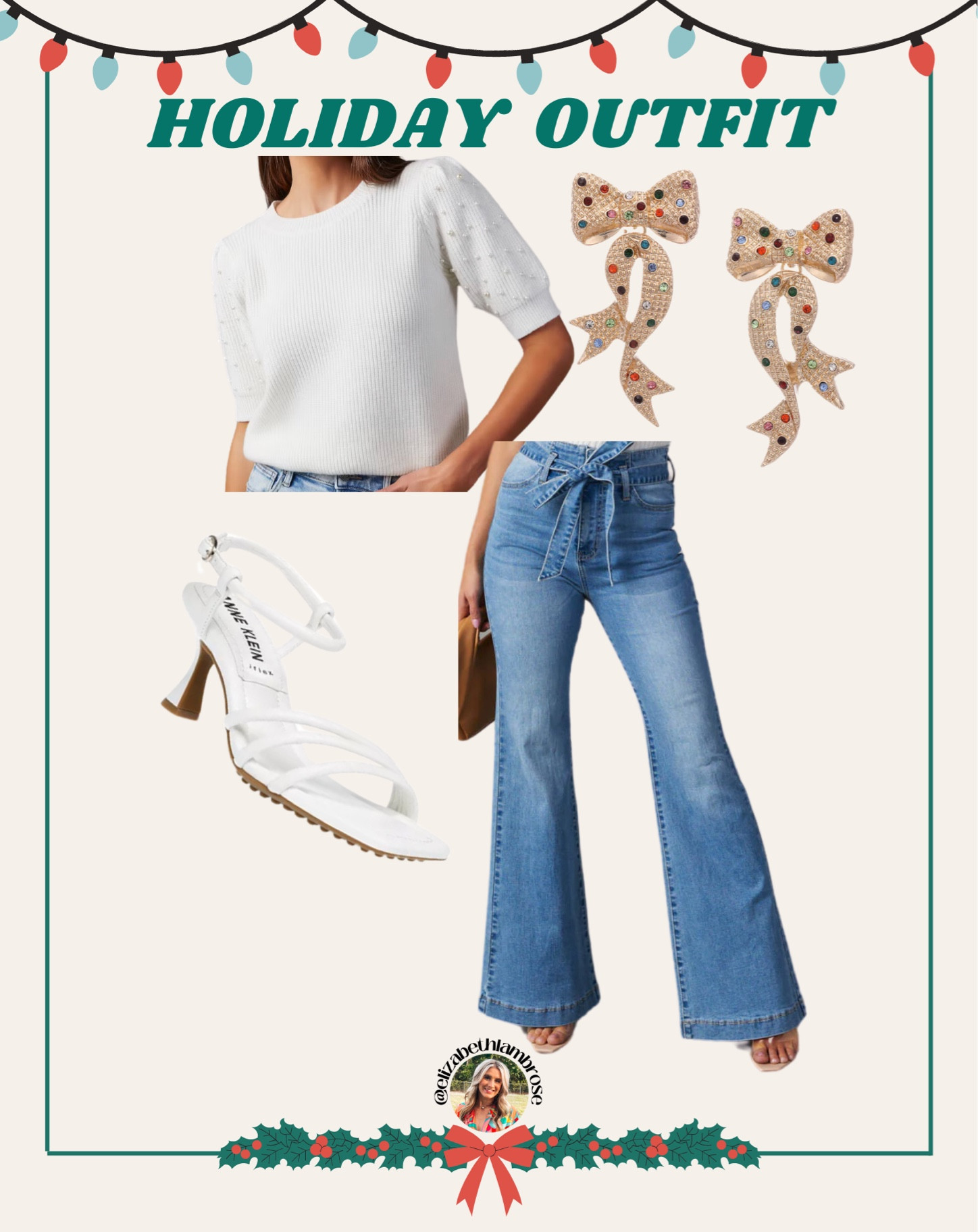 holiday outfit! 
simple but still cute!! 
love this sweater! 

#sweater #pearl #bow #earrings #holidayoutfit 

#LTKSeasonal #LTKHoliday #LTKstyletip