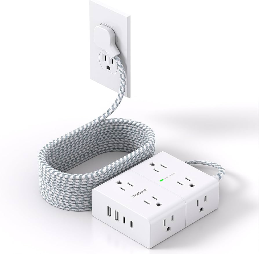 Surge Protector Power Strip 15 Ft Cord, Ultra Thin Flat Extension Cord with 8 Outlets 4 USB Ports... | Amazon (US)