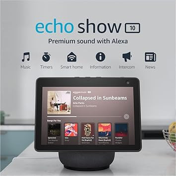 Amazon Echo Show 10 (3rd Gen) | HD smart display with premium sound, motion and Alexa | Charcoal | Amazon (US)