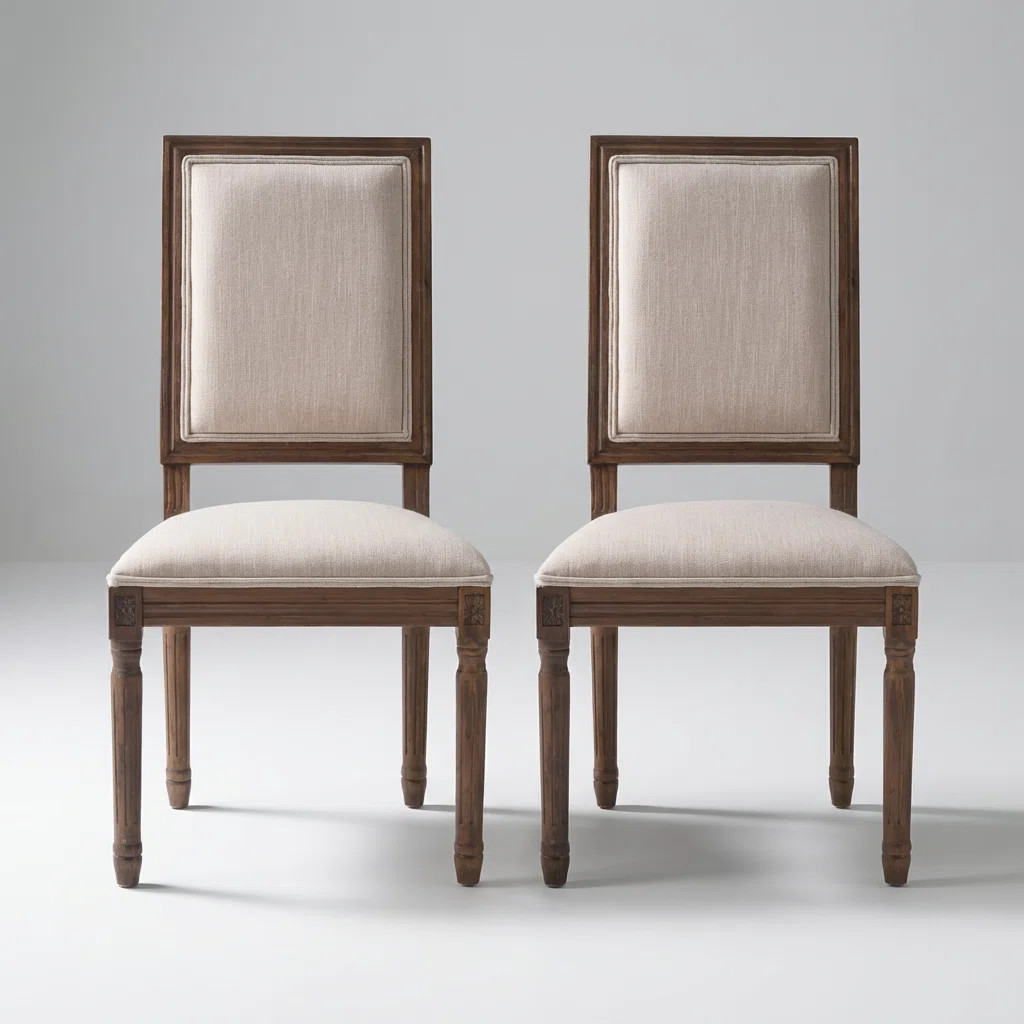 Set of 2 Vintage-Inspired Dining Chairs with Cane Backrest and Upholstered Seats | Wayfair North America