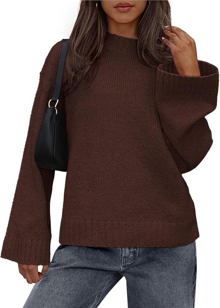 BTFBM Sweaters for Women 2025 Casual Crewneck Long Sleeve Loose Ribbed Knit Pullover Sweater Wint... | Amazon (US)