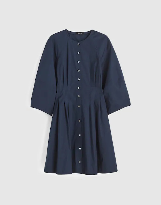 Sculptural-Sleeve Pleated Mini Dress | Madewell