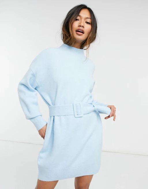 & Other Stories knit belted mini dress in blue | ASOS (Global)