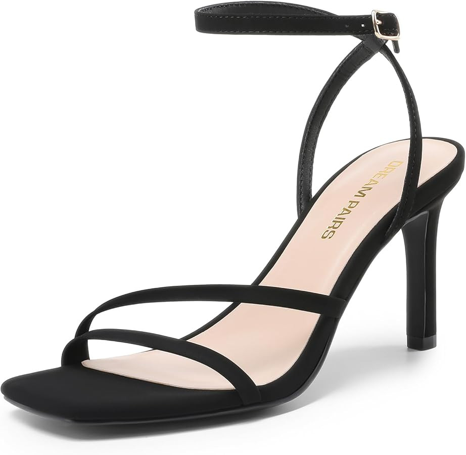 DREAM PAIRS Women’s High Stilettos Heels Open Toe Square Sandals Ankle Strap Pumps Sexy Comfort... | Amazon (US)