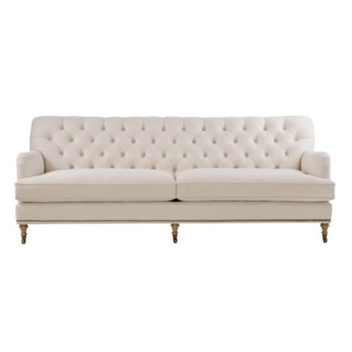 Maggie 96" Sofa with Brass Nailheads & Tufted Back Comfort | Ballard Designs, Inc.