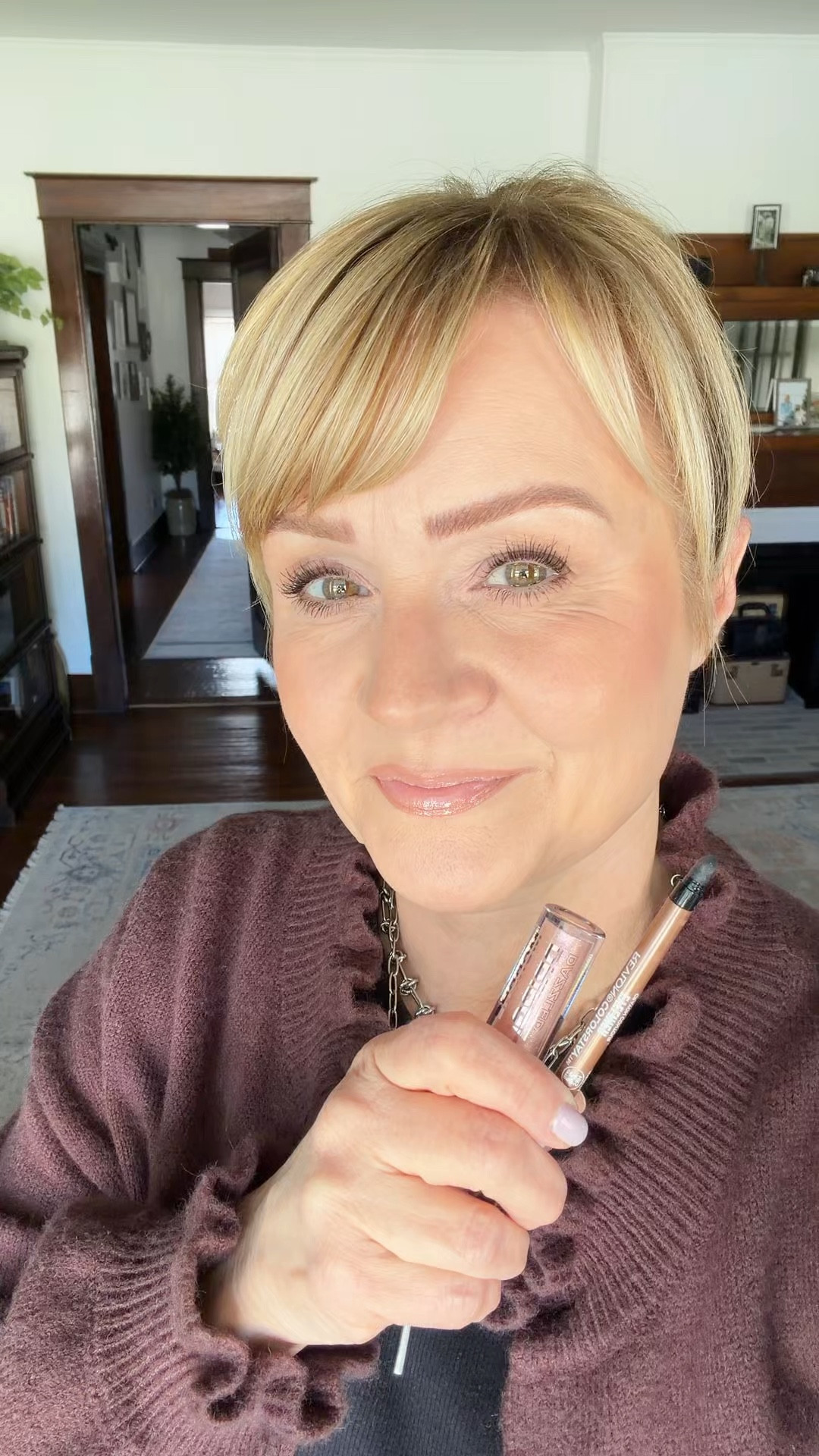 Bronze eyeliner paired with a chrome lip gloss.   LOVE IT!!!

#LTKOver40 #LTKBeauty