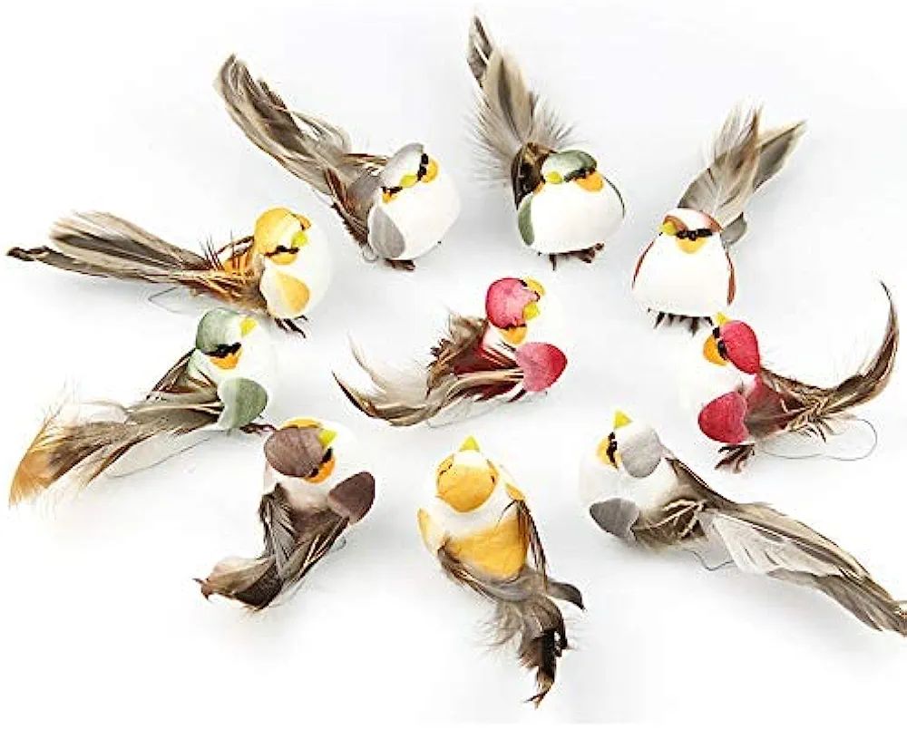 LWINGFLYER 12pcs Artificial Foam Feather Birds Mini Decorative Love Bird Ornaments for Wreaths Cr... | Amazon (US)